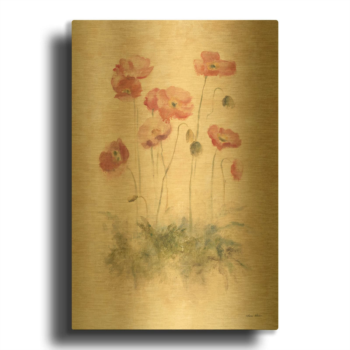 'Sunshine Poppies' By Cheri Blum Gold Metal Wall Art