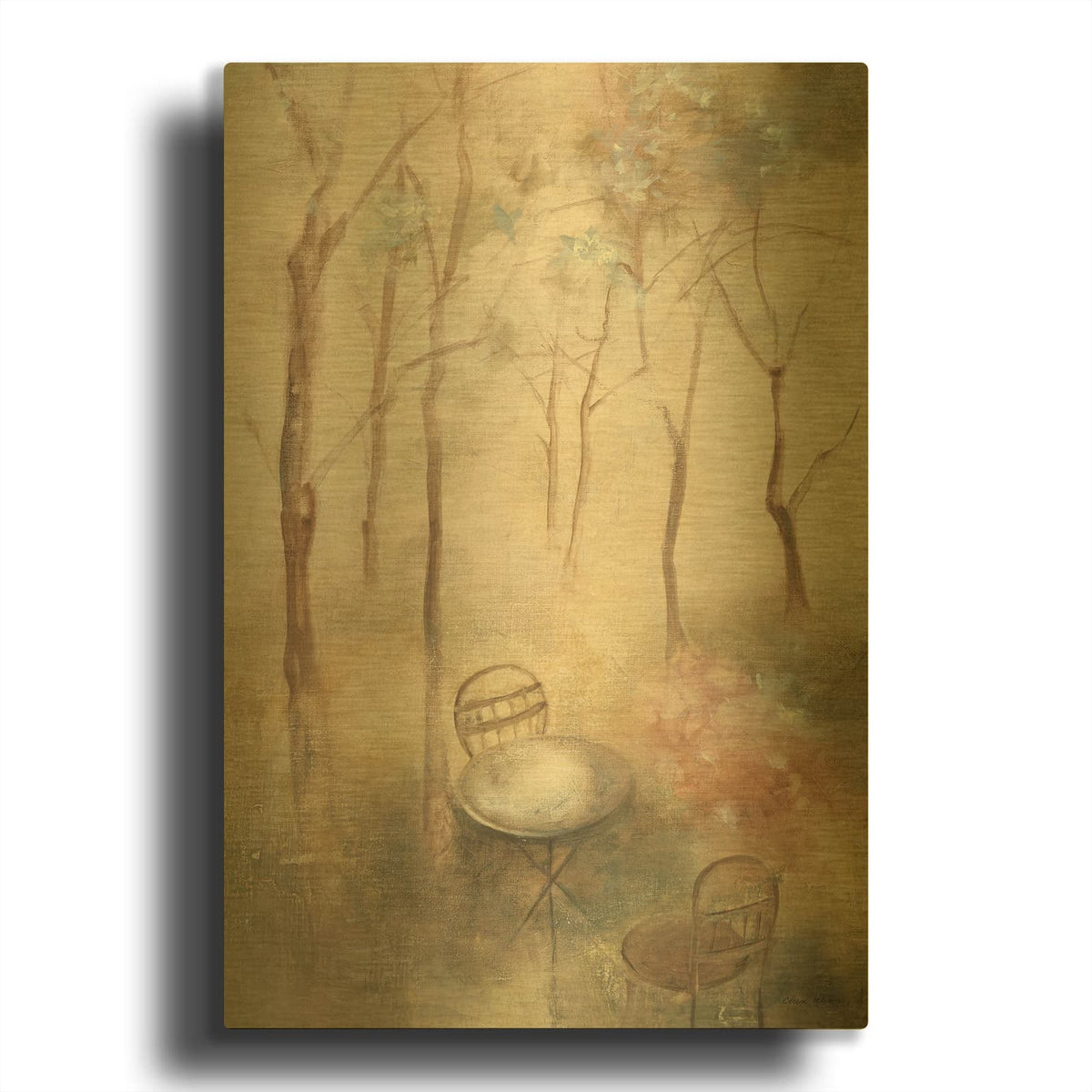 'Table For Two Crop' By Cheri Blum Gold Metal Wall Art