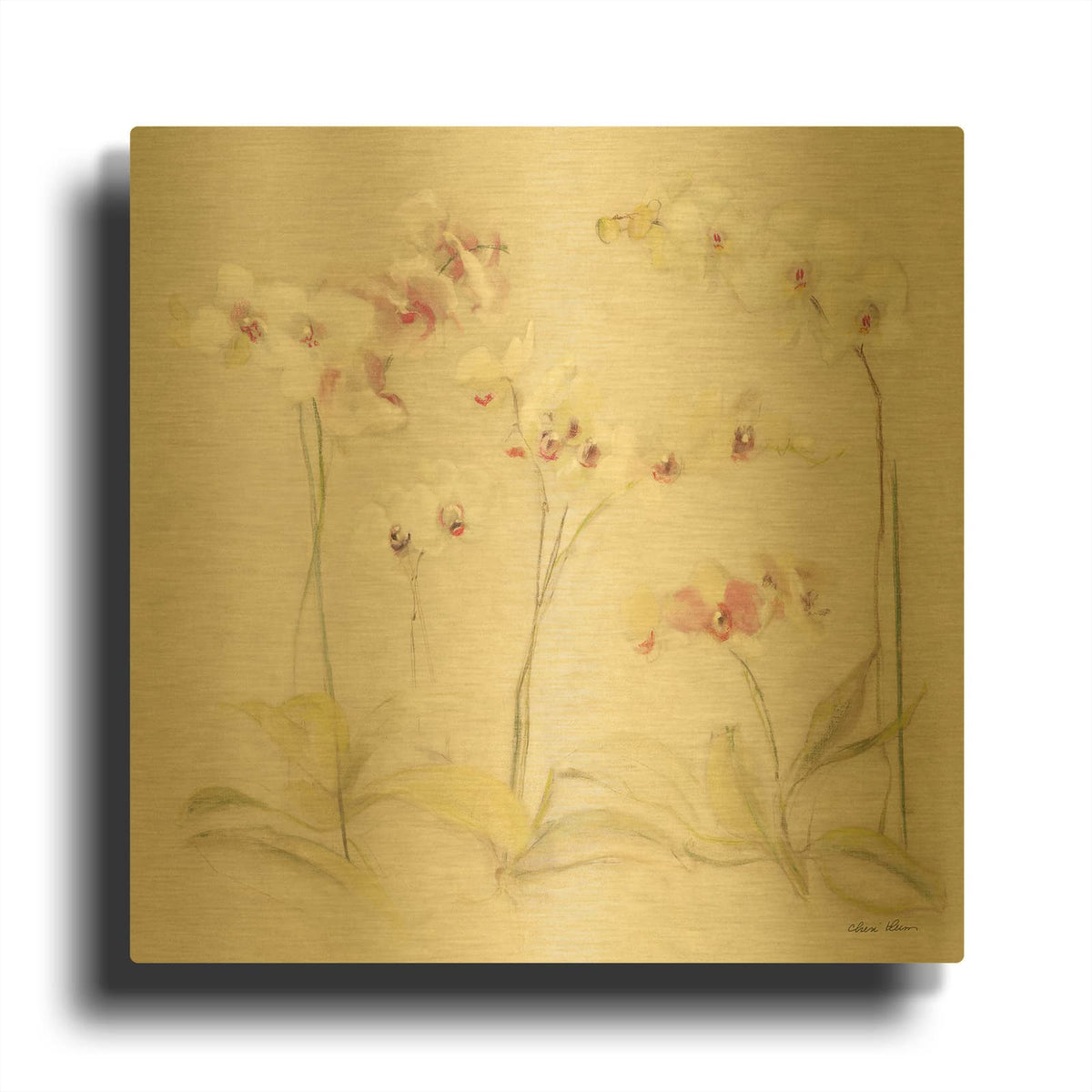 'The Dance Of The Orchids 2' By Cheri Blum Gold Metal Wall Art