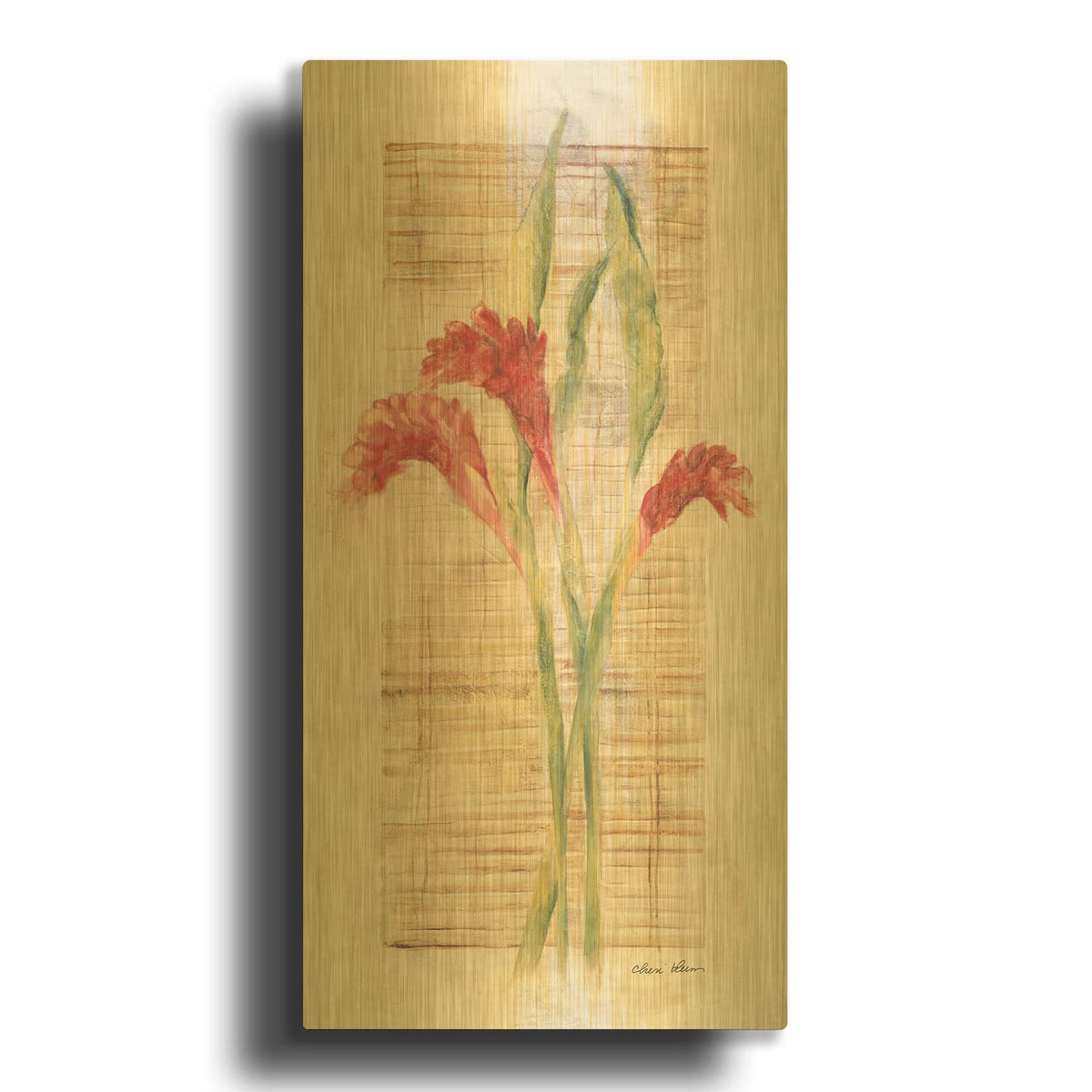 'Torch Ginger' By Cheri Blum Gold Metal Wall Art