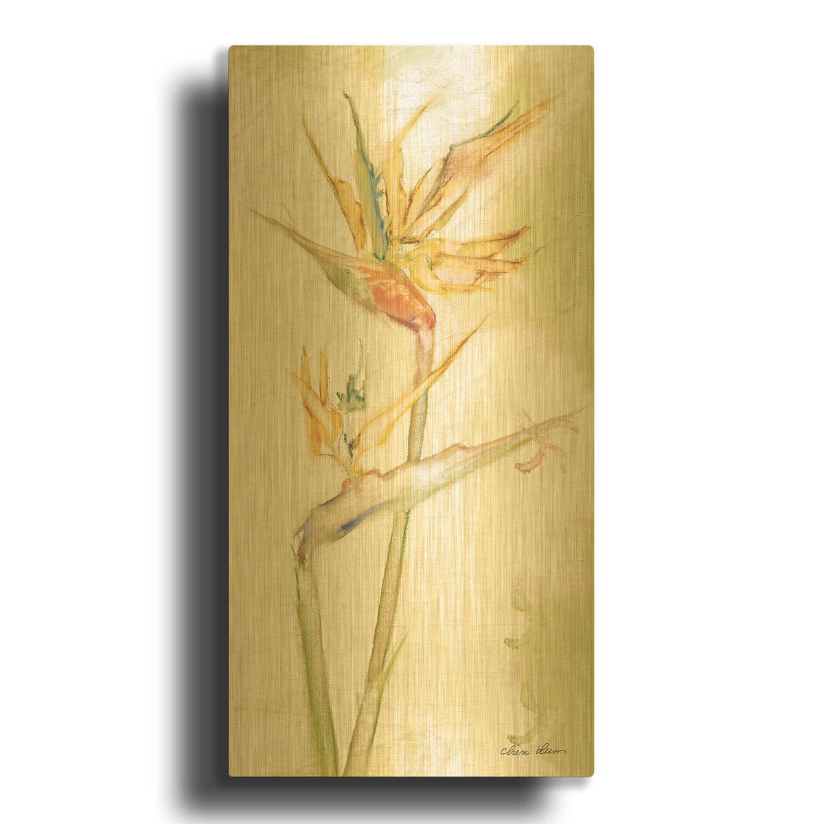 'Tropical Floral 2 Light' By Cheri Blum Gold Metal Wall Art