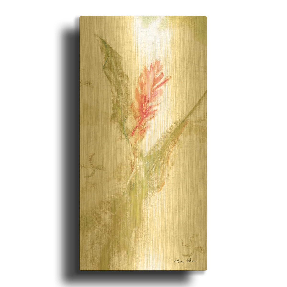 'Tropical Floral 4 Light' By Cheri Blum Gold Metal Wall Art