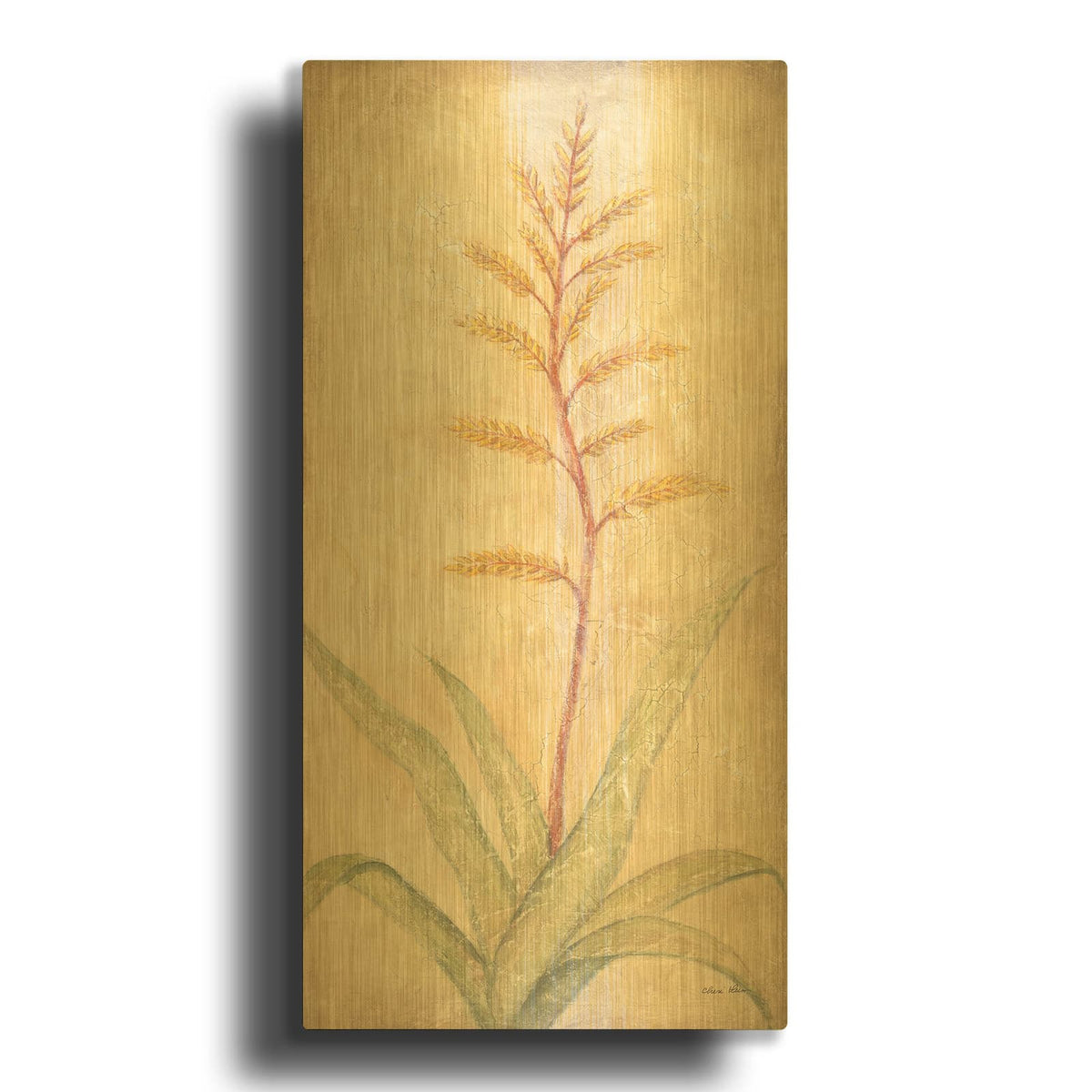 'Tropical Flowers 2' By Cheri Blum Gold Metal Wall Art