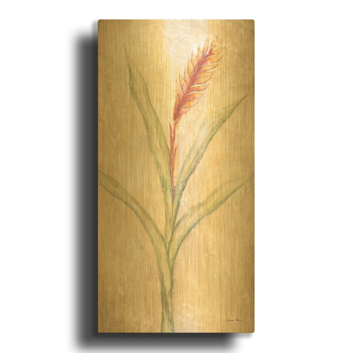 'Tropical Flowers 3' By Cheri Blum Gold Metal Wall Art