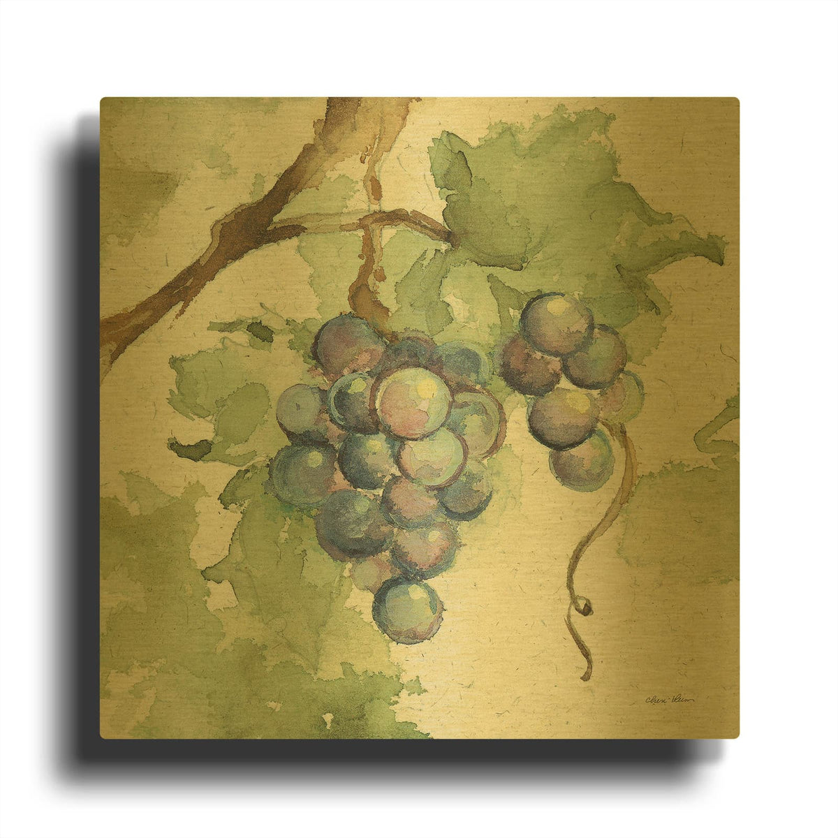 'Vintage Cabernet' By Cheri Blum Gold Metal Wall Art