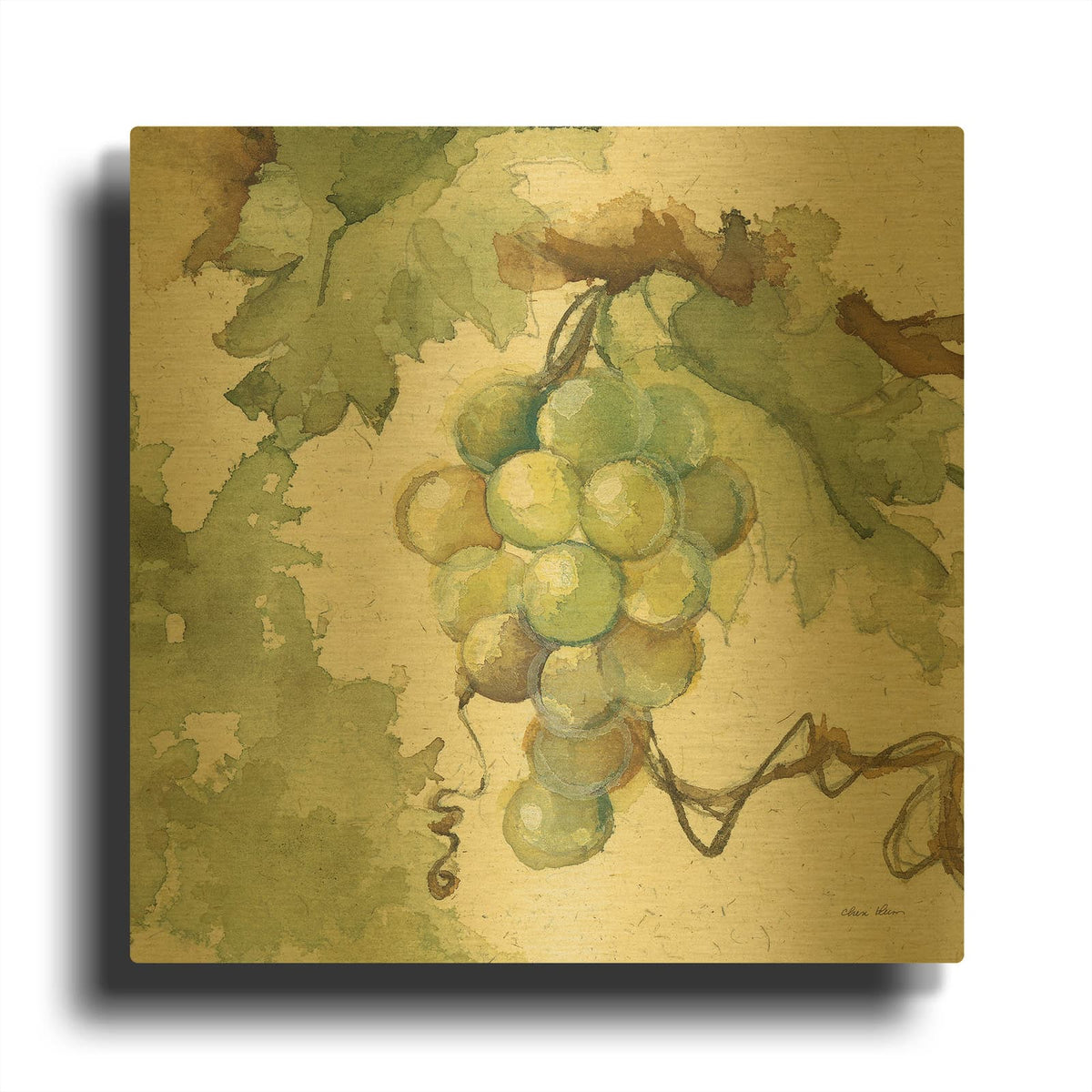 'Vintage Chardonay' By Cheri Blum Gold Metal Wall Art