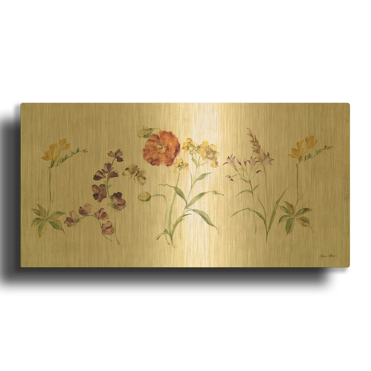 'Wall Of Wildflowers' By Cheri Blum Gold Metal Wall Art