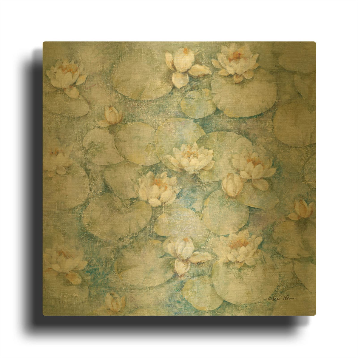 'Water Lilies' By Cheri Blum Gold Metal Wall Art