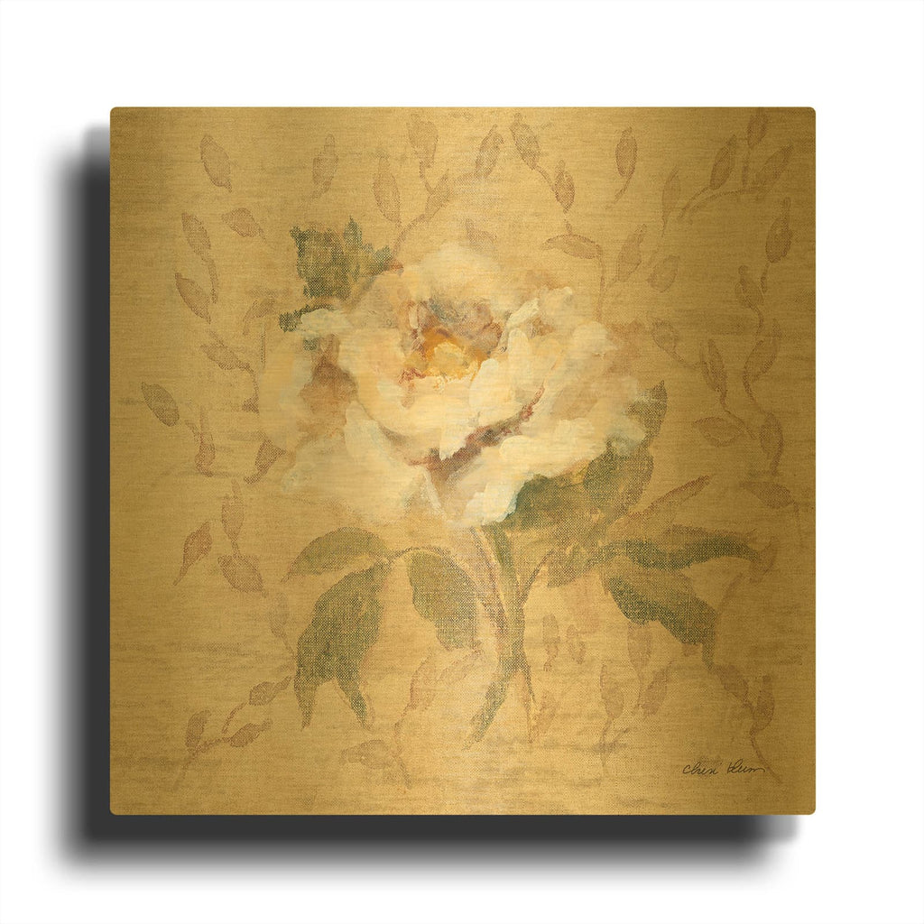 'White Floral 2' By Cheri Blum Gold Metal Wall Art