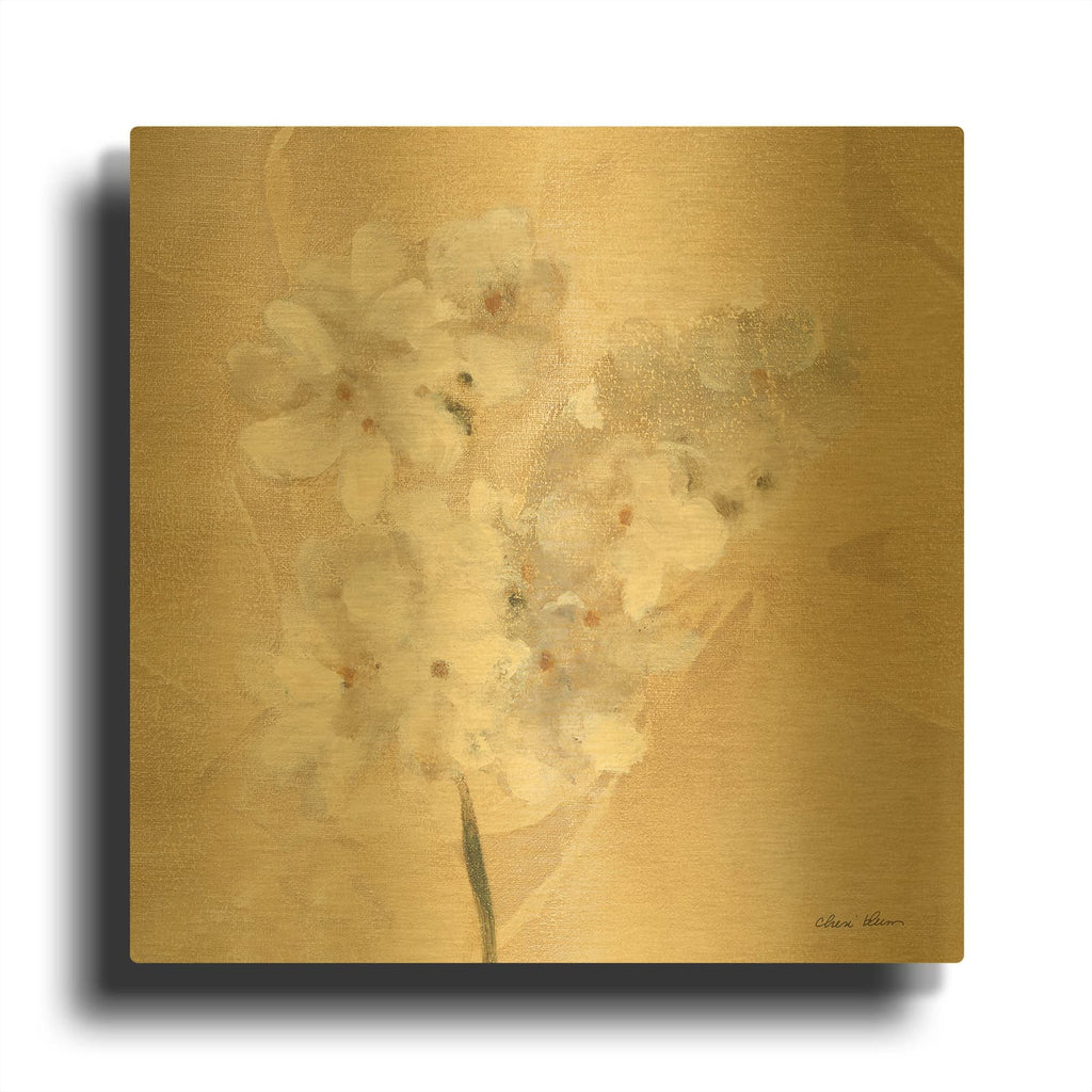 'White Narcissus Crop' By Cheri Blum Gold Metal Wall Art