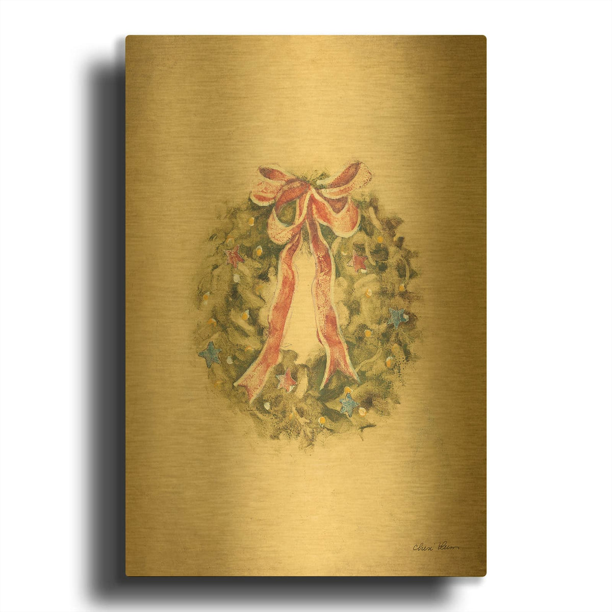'Wreath 1' By Cheri Blum Gold Metal Wall Art
