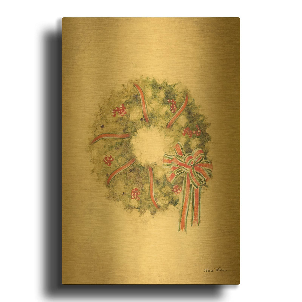 'Wreath 2' By Cheri Blum Gold Metal Wall Art