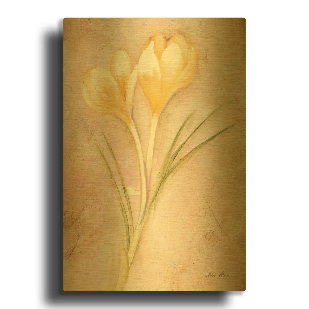 'Yellow Crocus' By Cheri Blum Gold Metal Wall Art