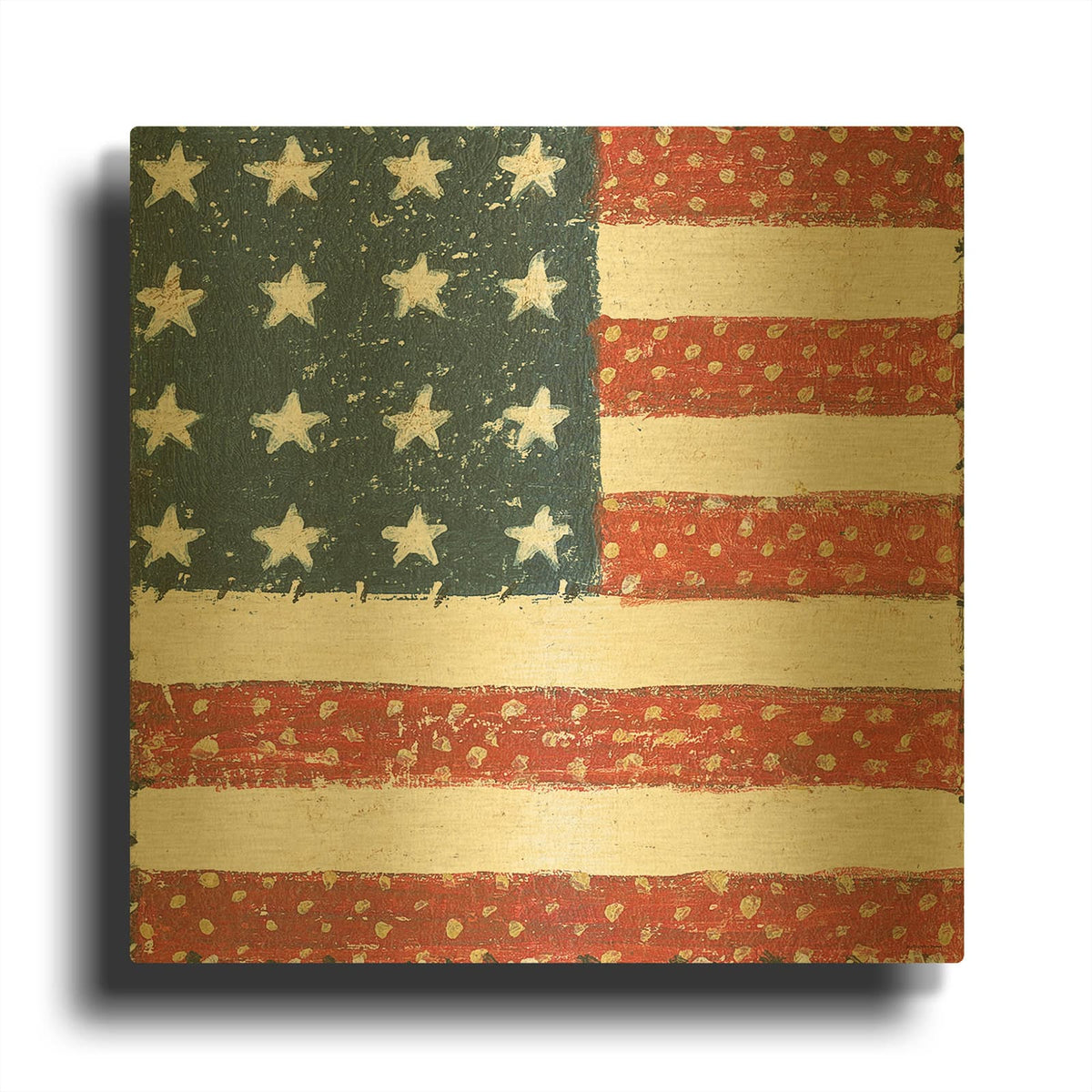 'Americana Quilt 4' By David Carter Brown Gold Metal Wall Art