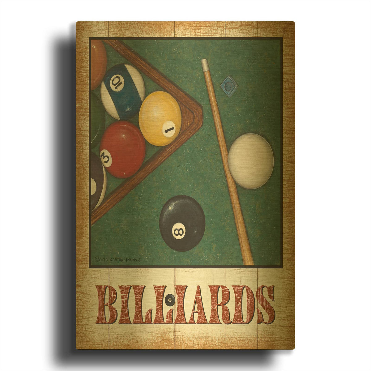 'Billiards V2' By David Carter Brown Gold Metal Wall Art