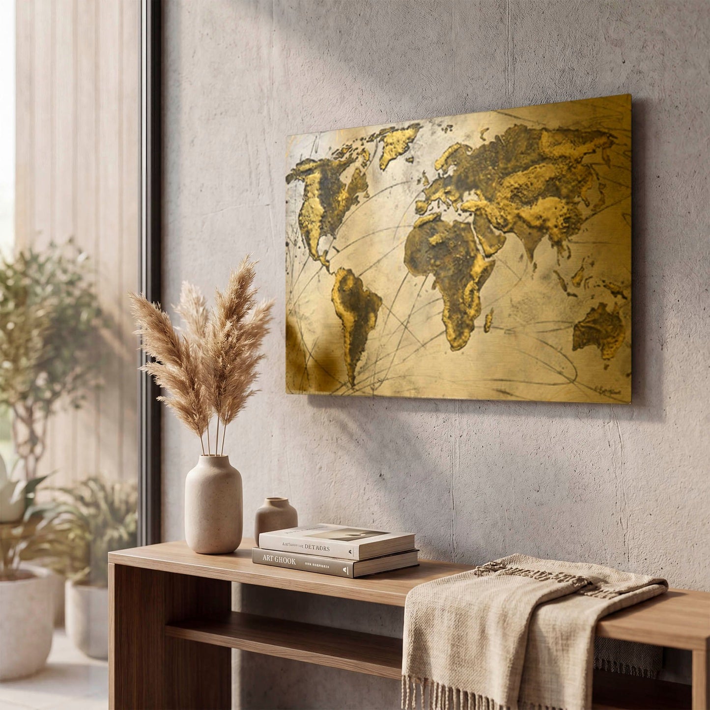 'A Wonderful World' By Britt Hallowell Gold Metal Wall Art