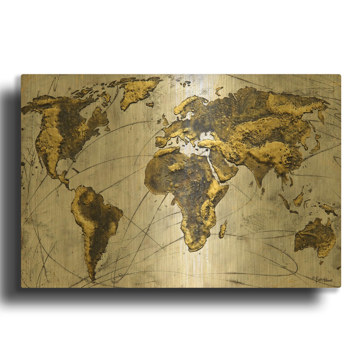 'A Wonderful World' By Britt Hallowell Gold Metal Wall Art