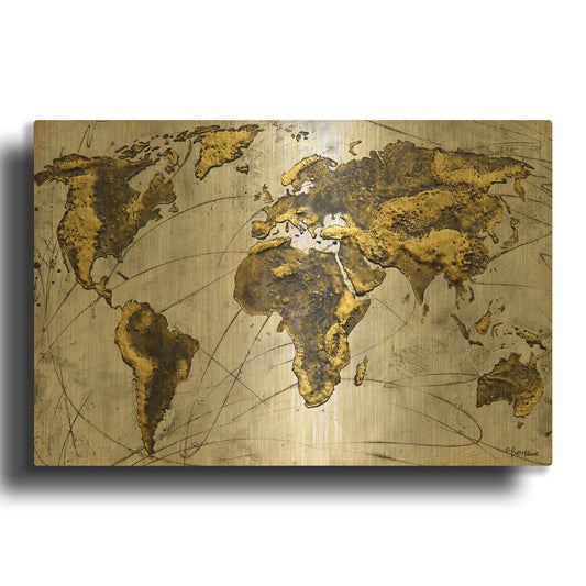 'A Wonderful World' By Britt Hallowell Gold Metal Wall Art