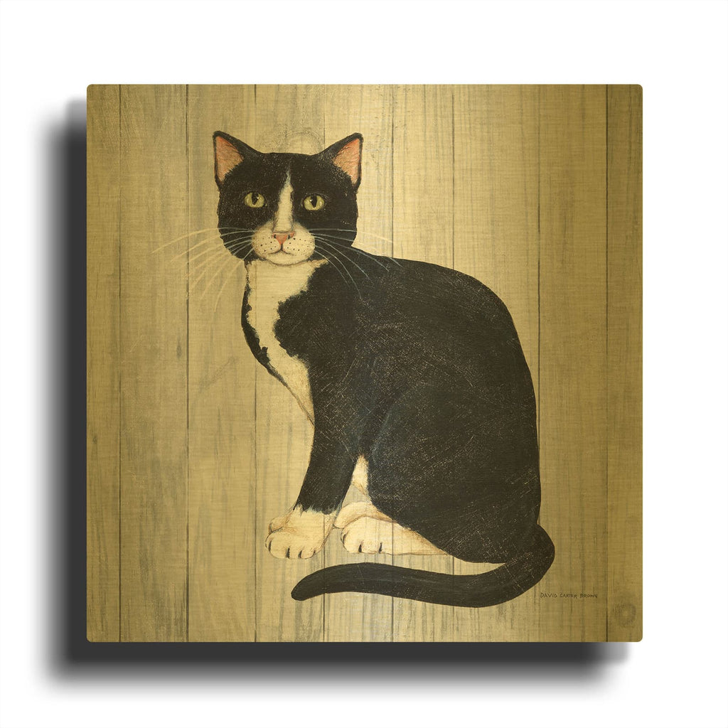 'Country Kitty I On Wood' By David Carter Brown Gold Metal Wall Art