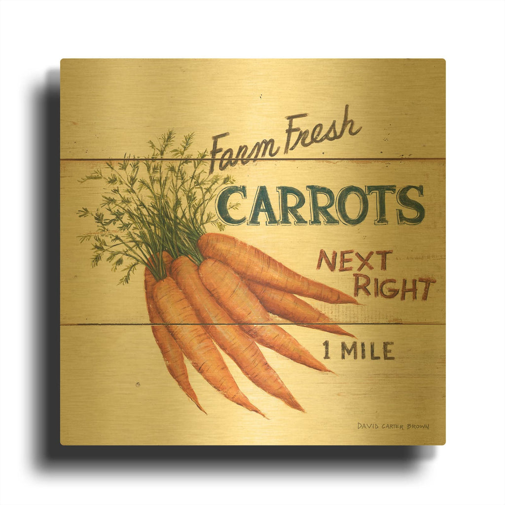 'Farm Fresh Carrots' By David Carter Brown Gold Metal Wall Art