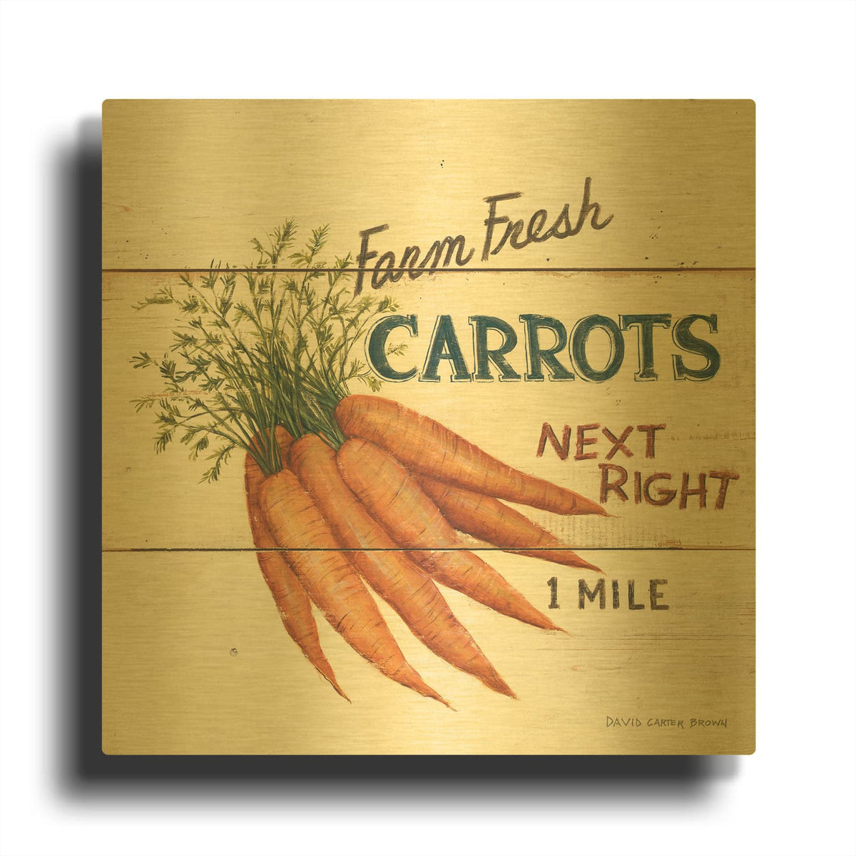 'Farm Fresh Carrots' By David Carter Brown Gold Metal Wall Art