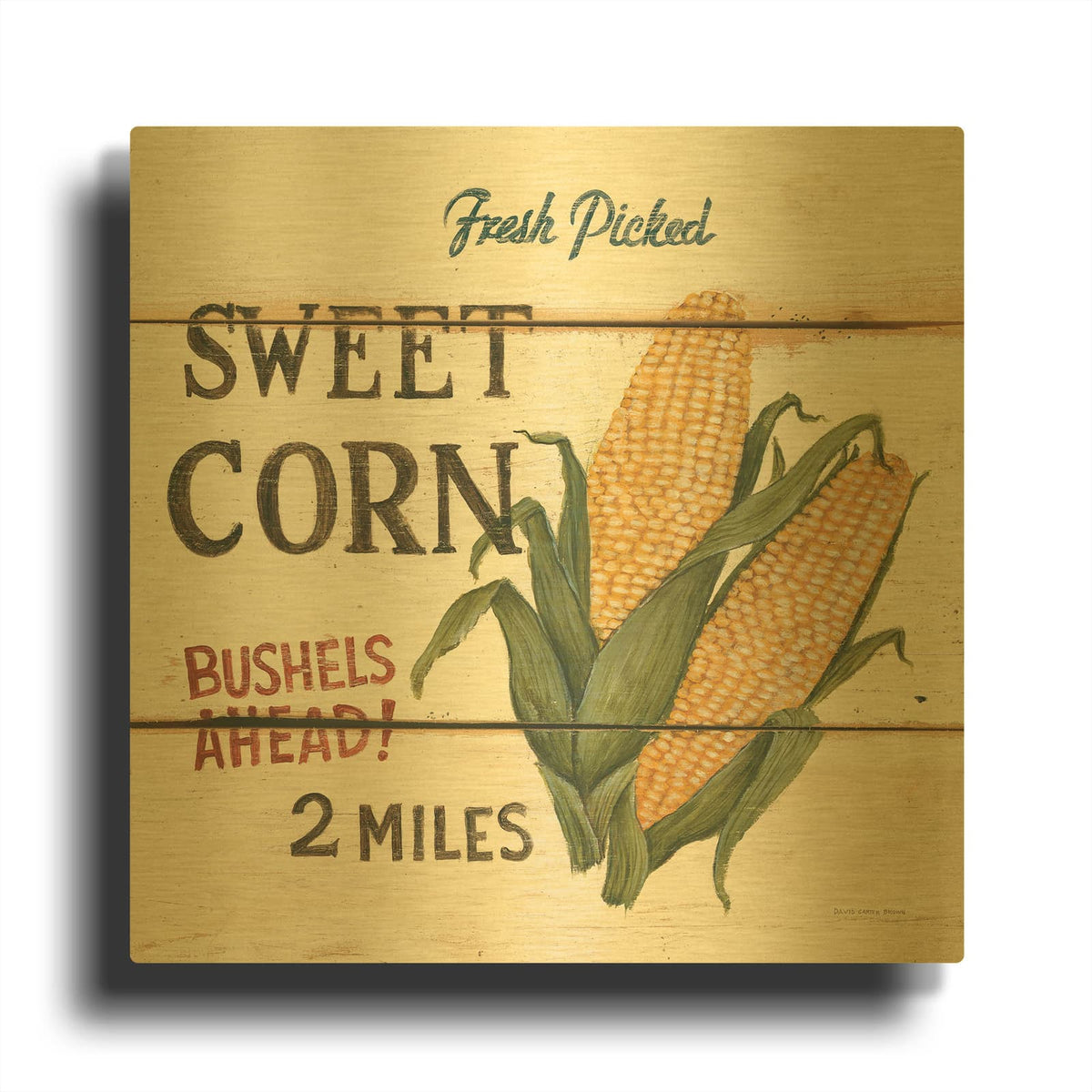 'Fresh Picked Sweet Corn' By David Carter Brown Gold Metal Wall Art