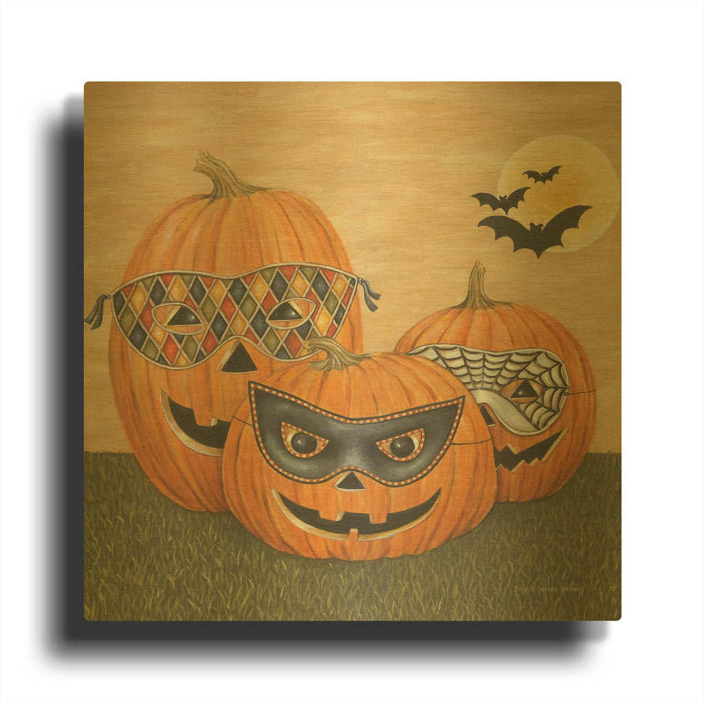 'Funny Pumpkins' By David Carter Brown Gold Metal Wall Art