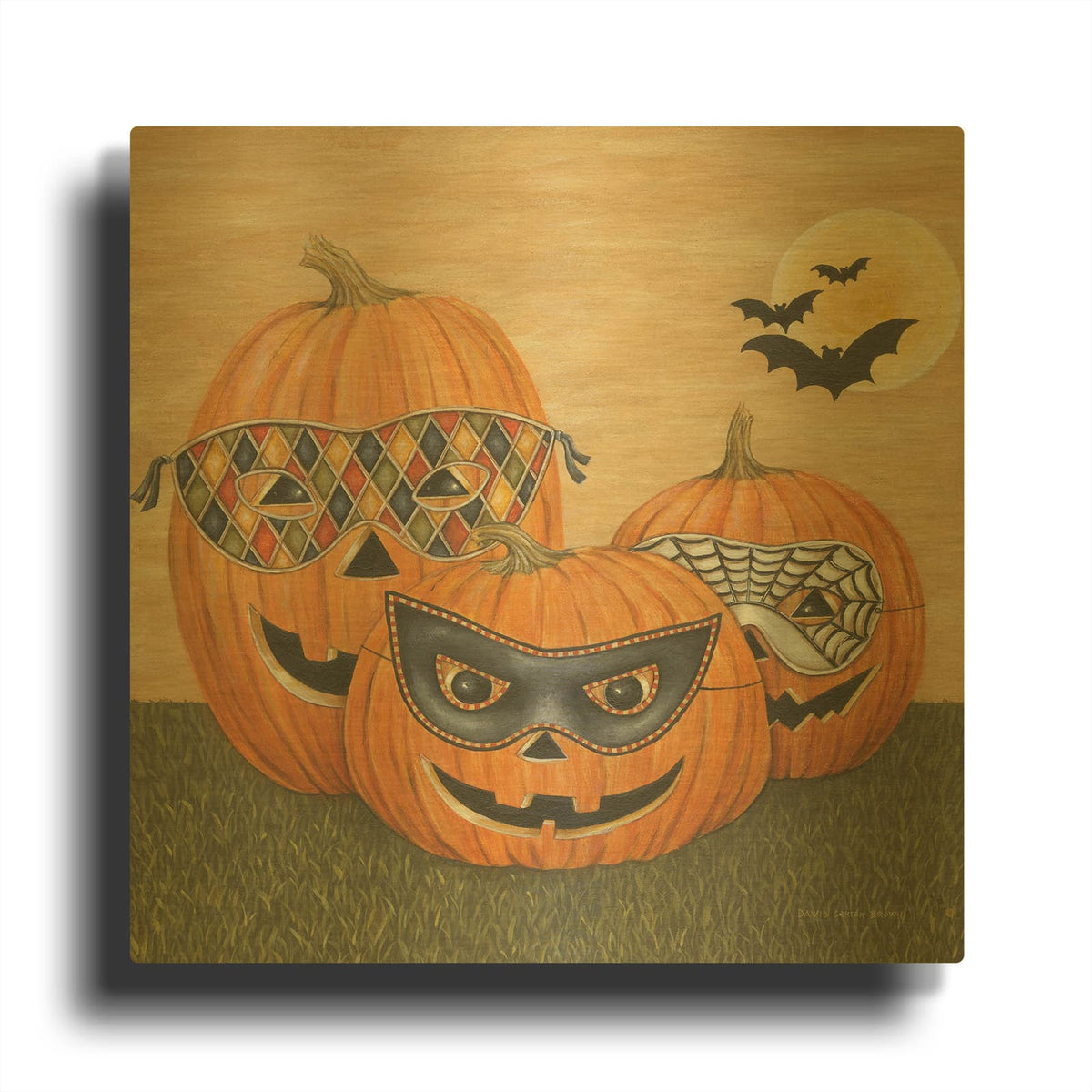 'Funny Pumpkins' By David Carter Brown Gold Metal Wall Art