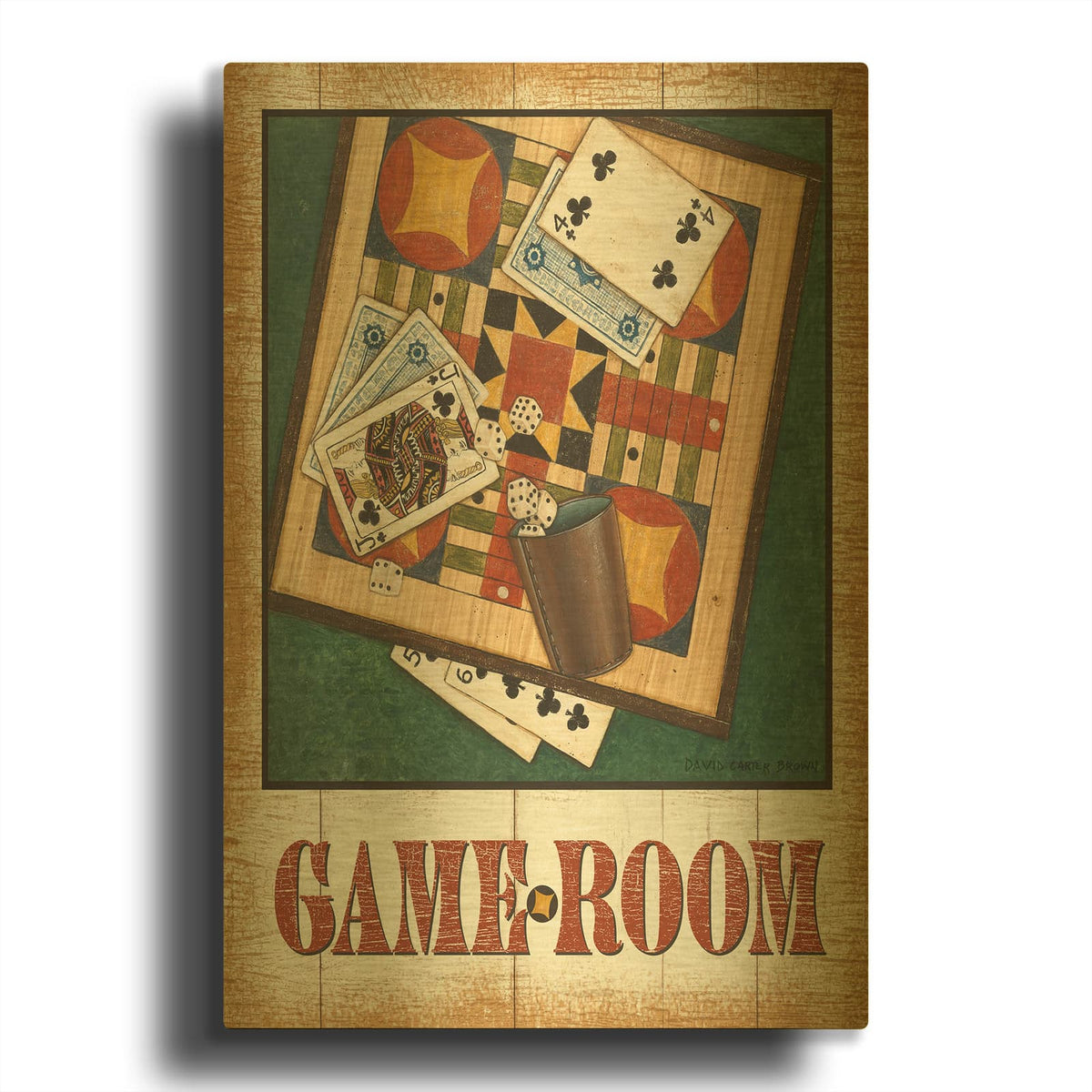 'Game Room V2' By David Carter Brown Gold Metal Wall Art
