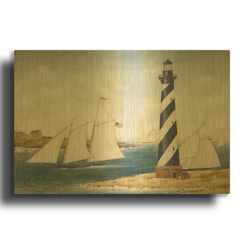'Hatteras Light' By David Carter Brown Gold Metal Wall Art
