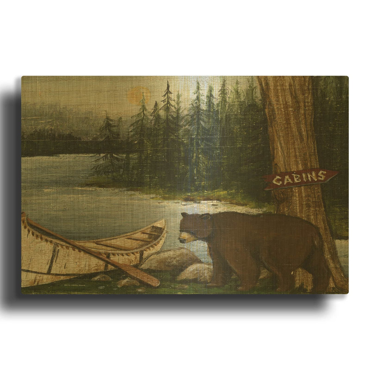 'Northwoods Bear Crop' By David Carter Brown Gold Metal Wall Art