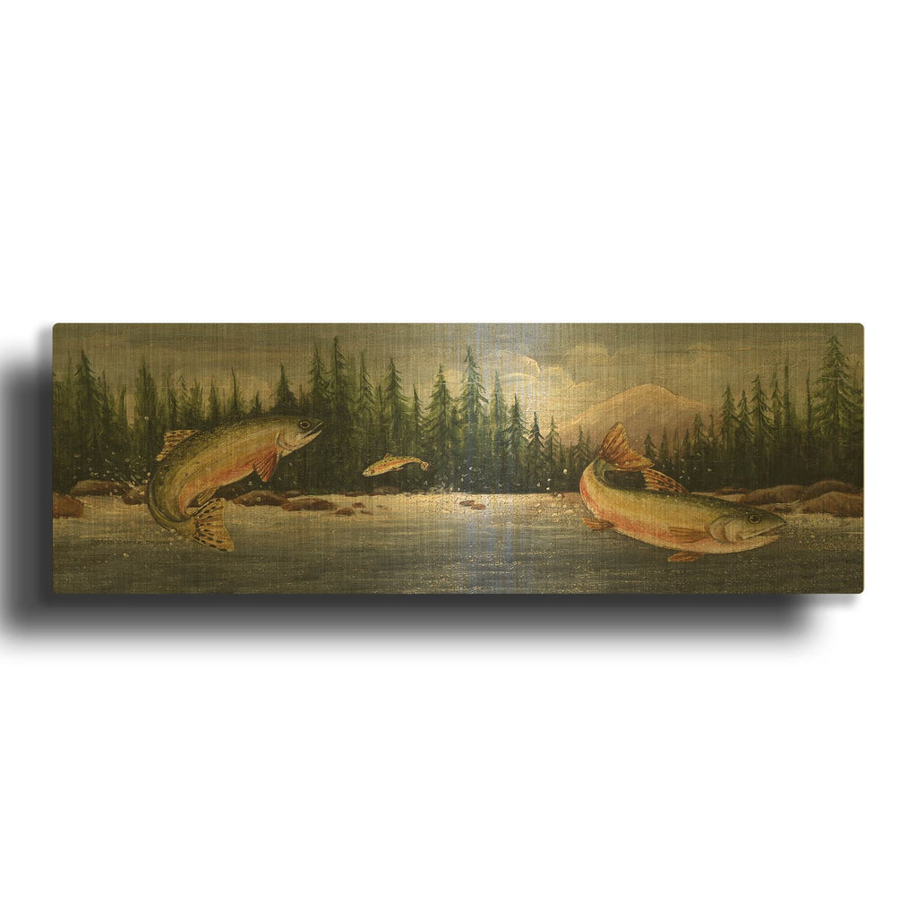 'Northwoods Trout' By David Carter Brown Gold Metal Wall Art