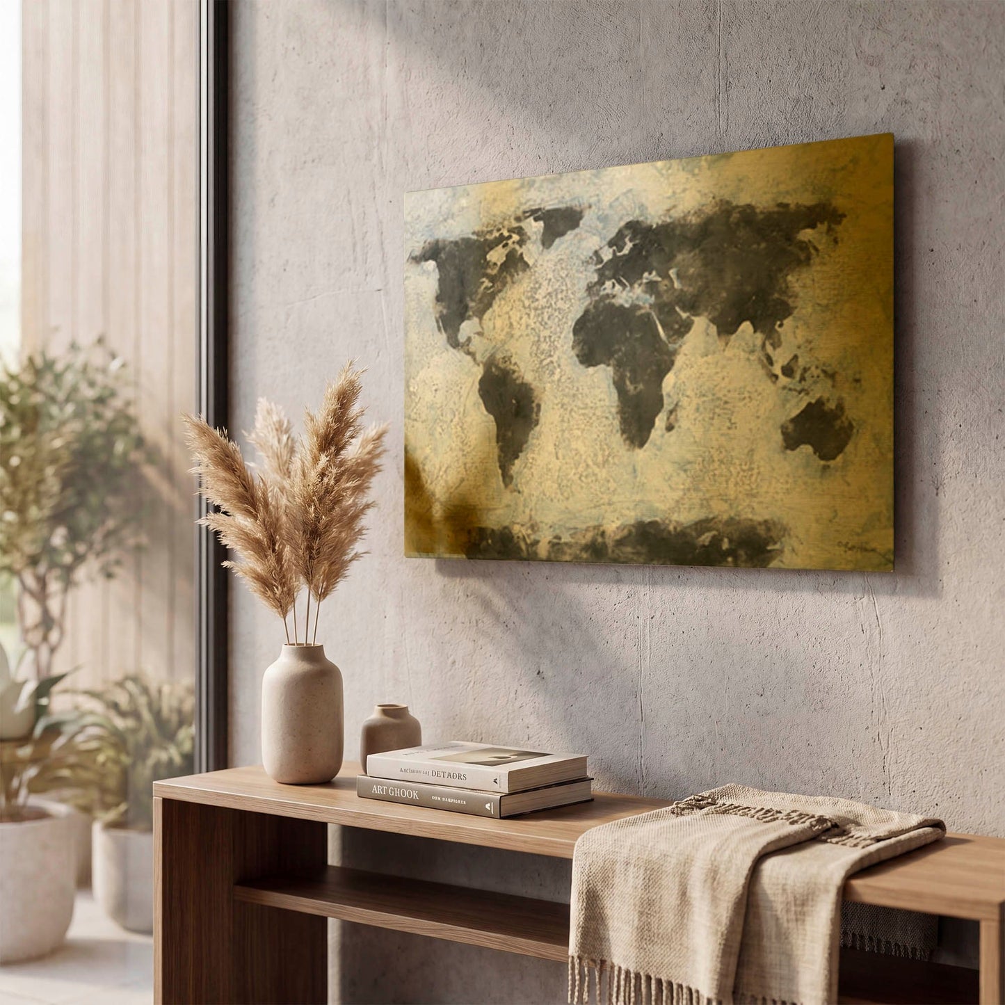 'Old World Map 2' By Britt Hallowell Gold Metal Wall Art