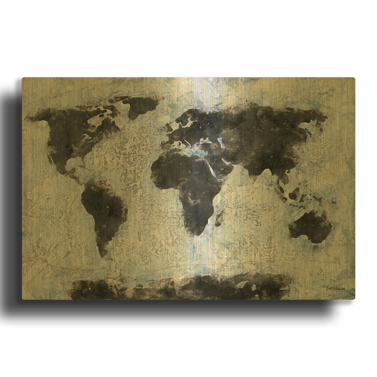 'Old World Map 2' By Britt Hallowell Gold Metal Wall Art