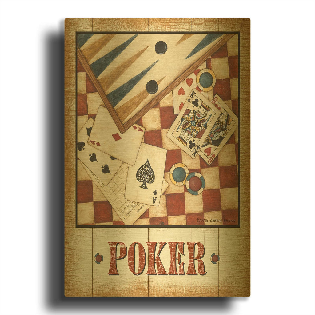 'Poker V2' By David Carter Brown Gold Metal Wall Art