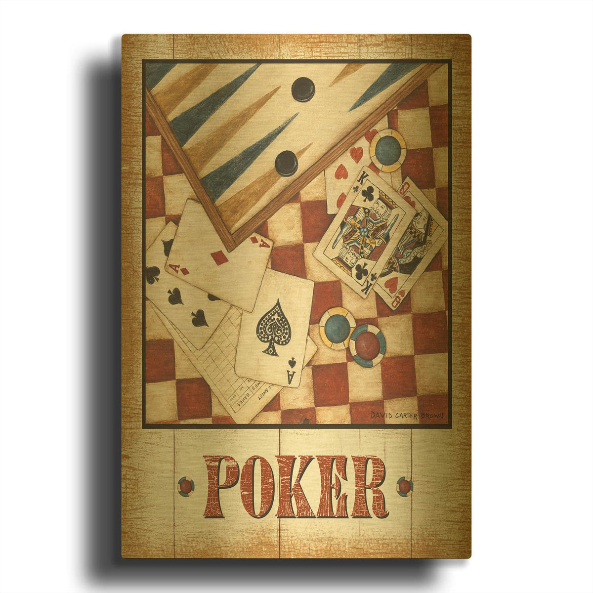 'Poker V2' By David Carter Brown Gold Metal Wall Art