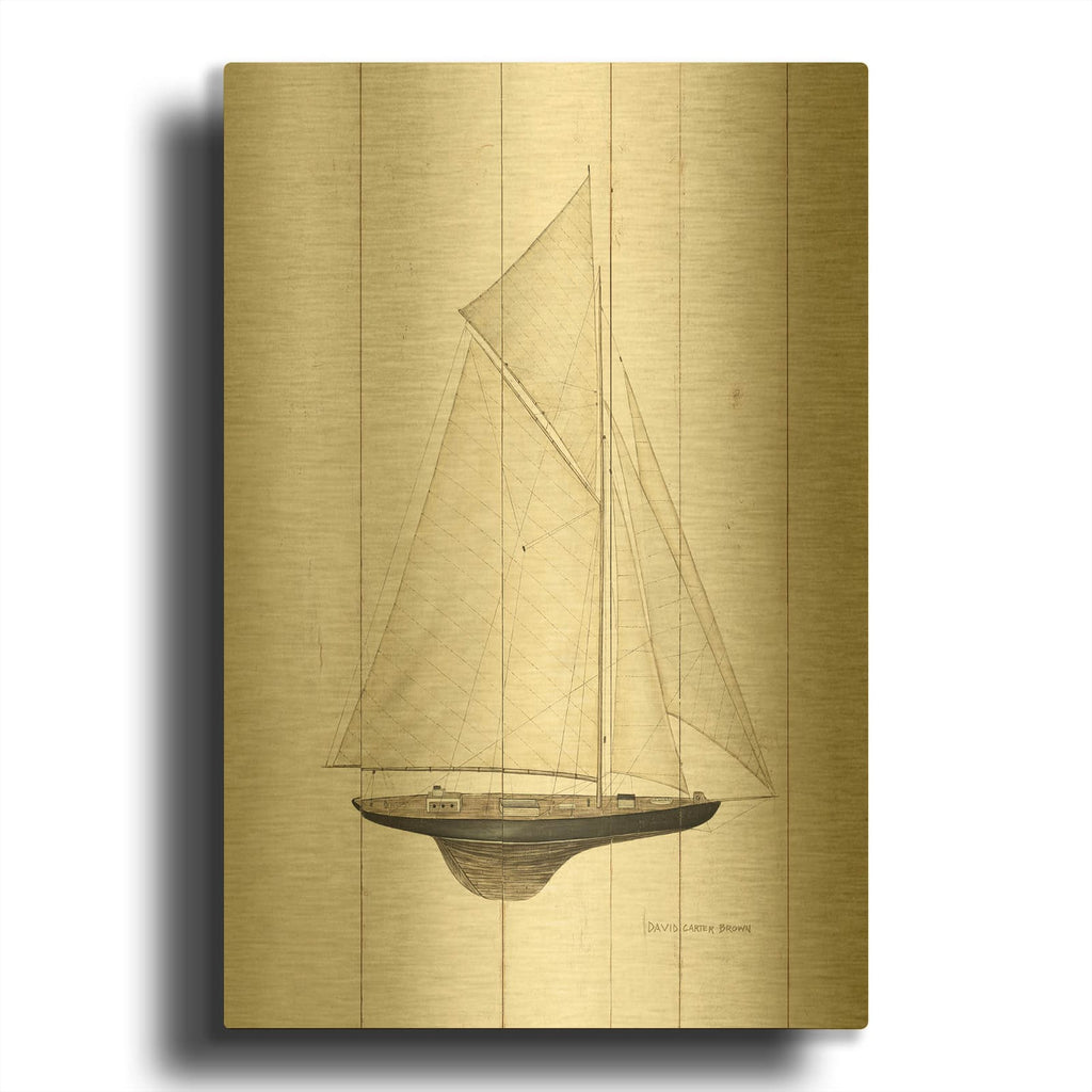 'Sailboat 1' By David Carter Brown Gold Metal Wall Art