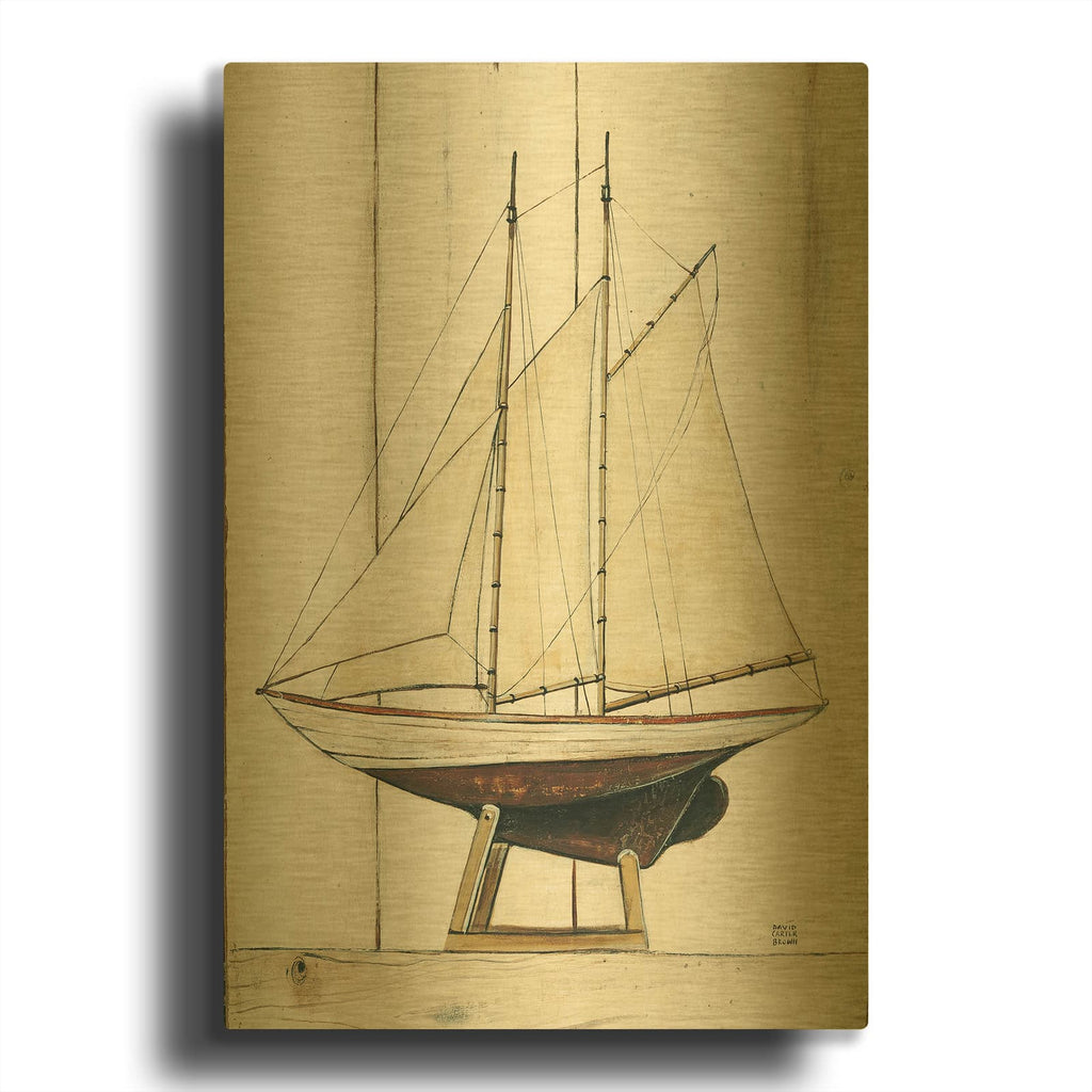 'Schooner 1' By David Carter Brown Gold Metal Wall Art