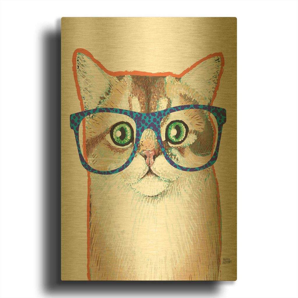'Bespectacled Pet 2' By Melissa Averinos Gold Metal Wall Art