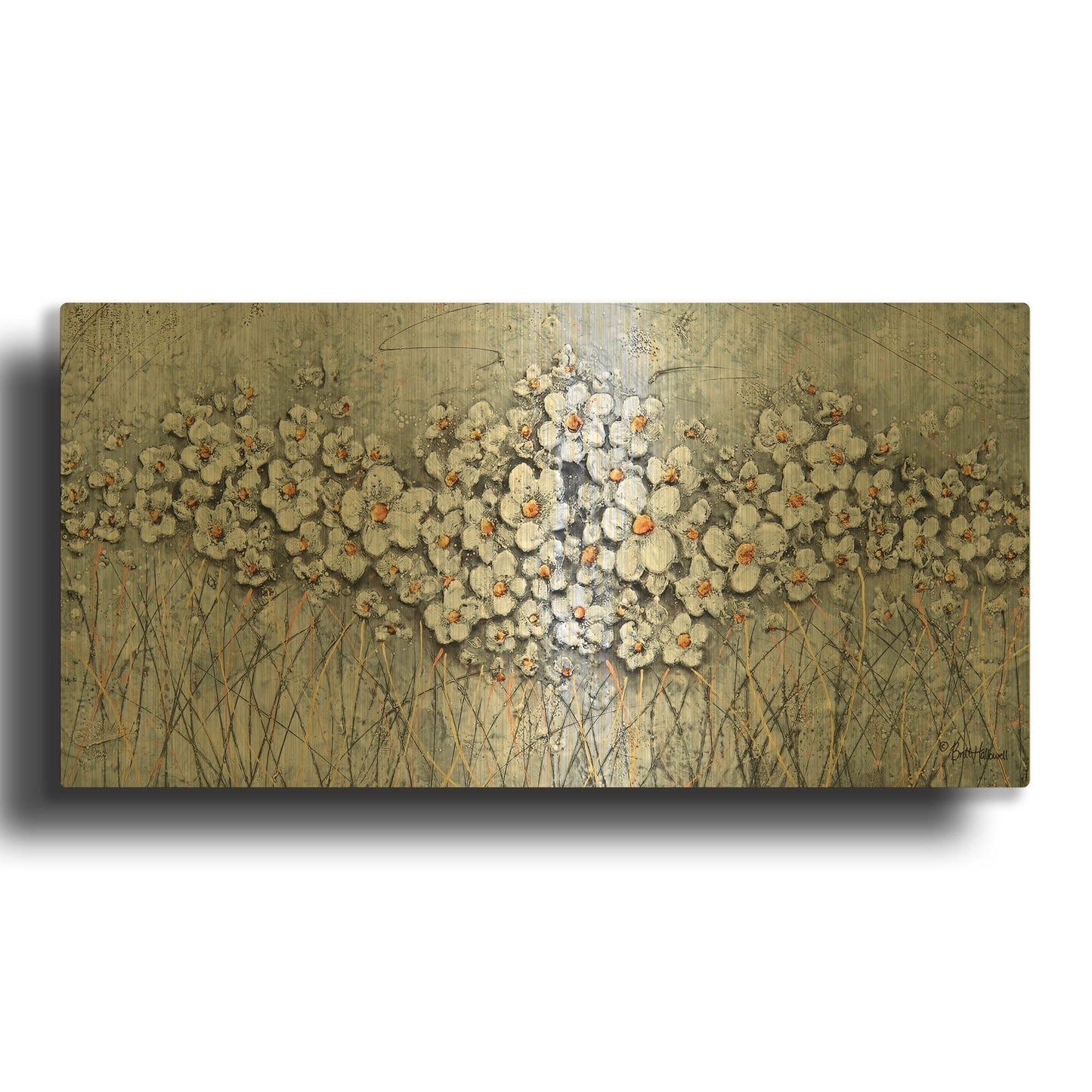 'Fields of Pearls' By Britt Hallowell Gold Metal Wall Art
