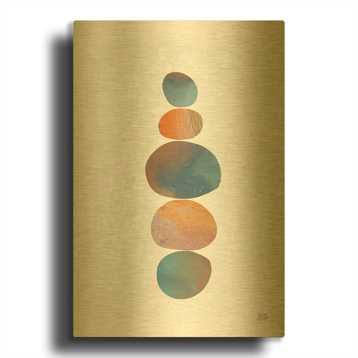 'Collage Stones 3' By Melissa Averinos Gold Metal Wall Art