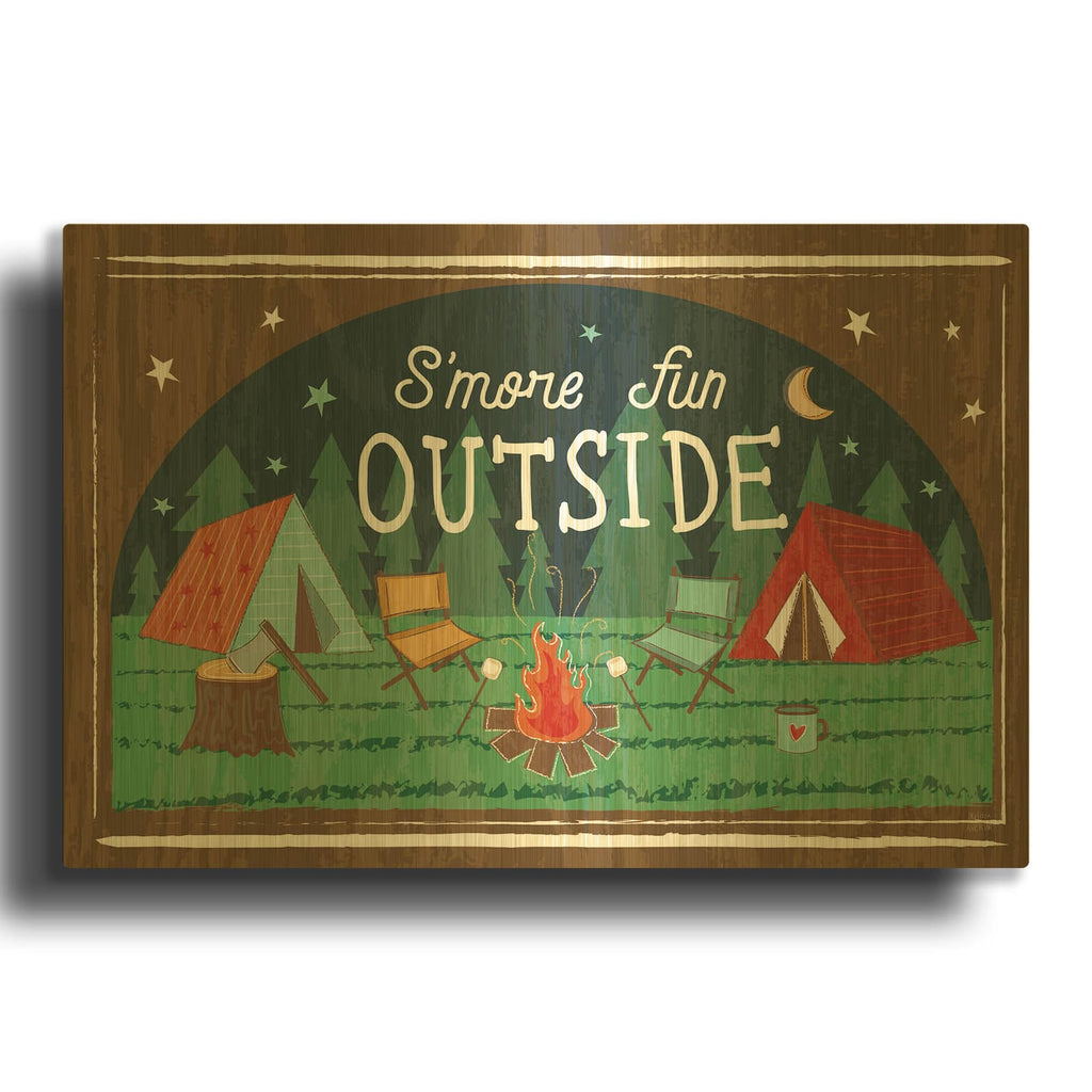 'Comfy Camping 7' By Melissa Averinos Gold Metal Wall Art