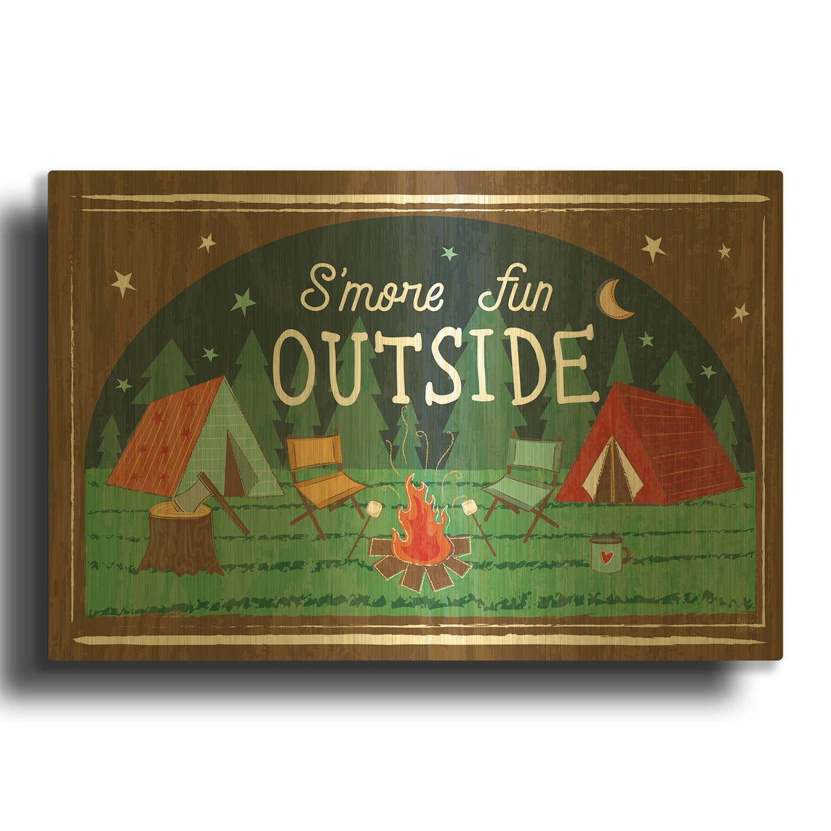 'Comfy Camping 7' By Melissa Averinos Gold Metal Wall Art