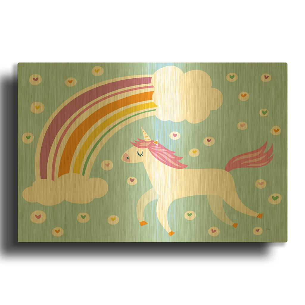 'Happy Unicorn' By Melissa Averinos Gold Metal Wall Art