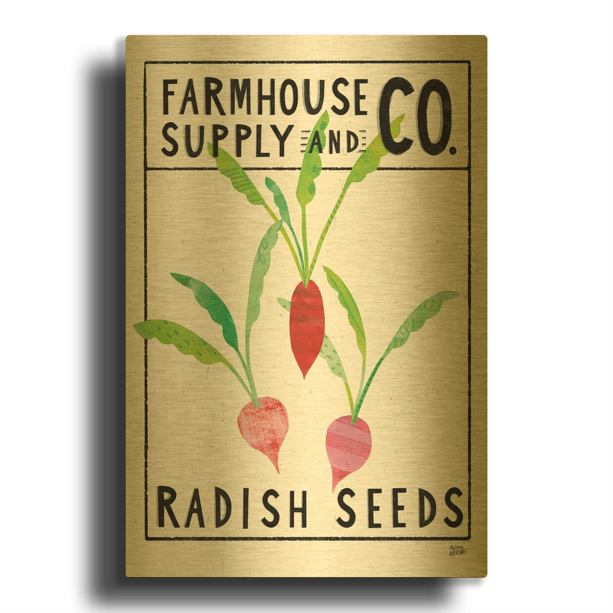 'Kitchen Garden Seed Packet 1' By Melissa Averinos Gold Metal Wall Art