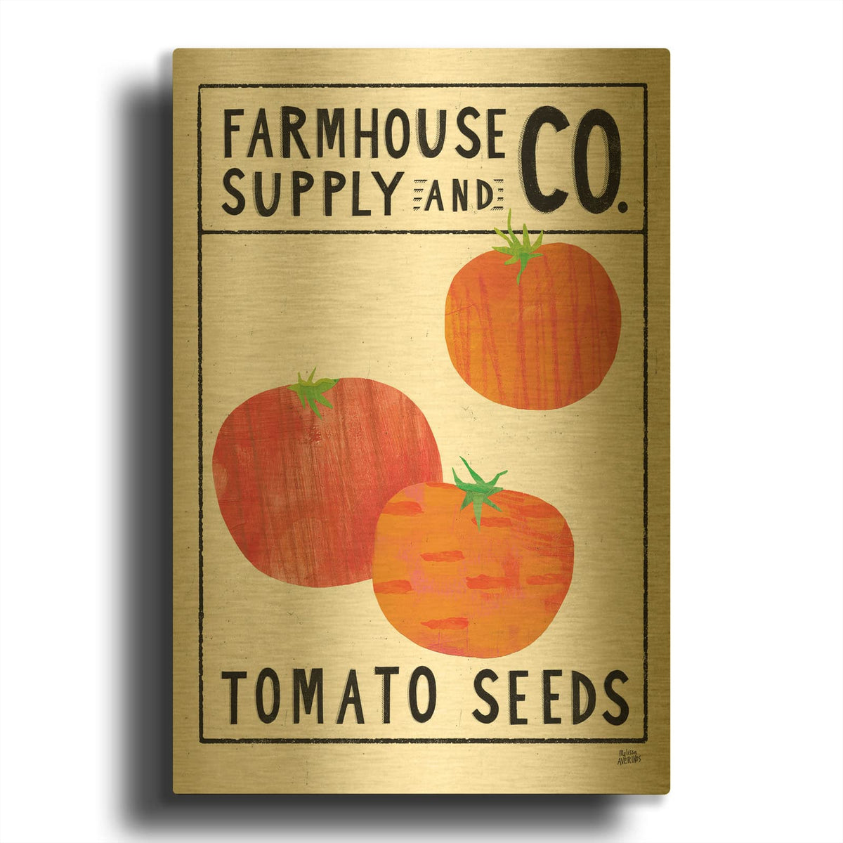 'Kitchen Garden Seed Packet 3' By Melissa Averinos Gold Metal Wall Art
