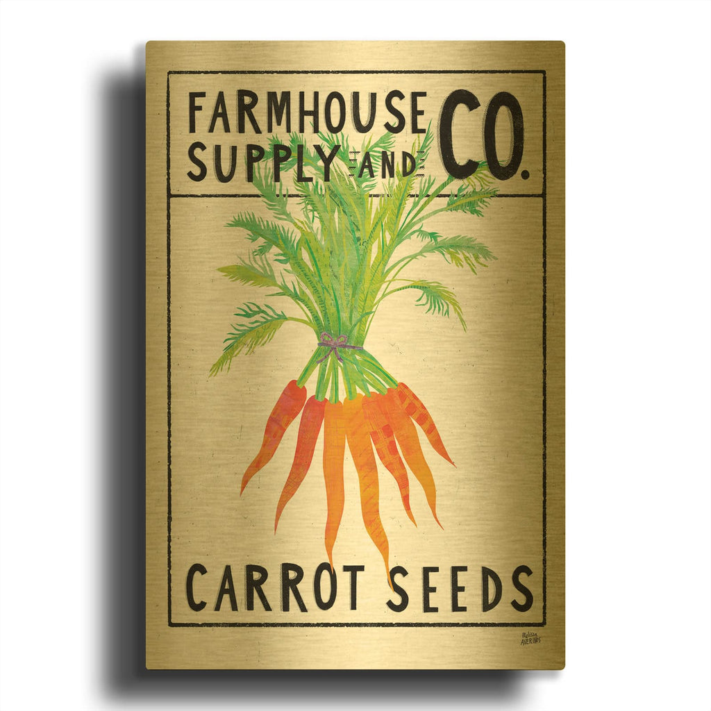 'Kitchen Garden Seed Packet 4' By Melissa Averinos Gold Metal Wall Art