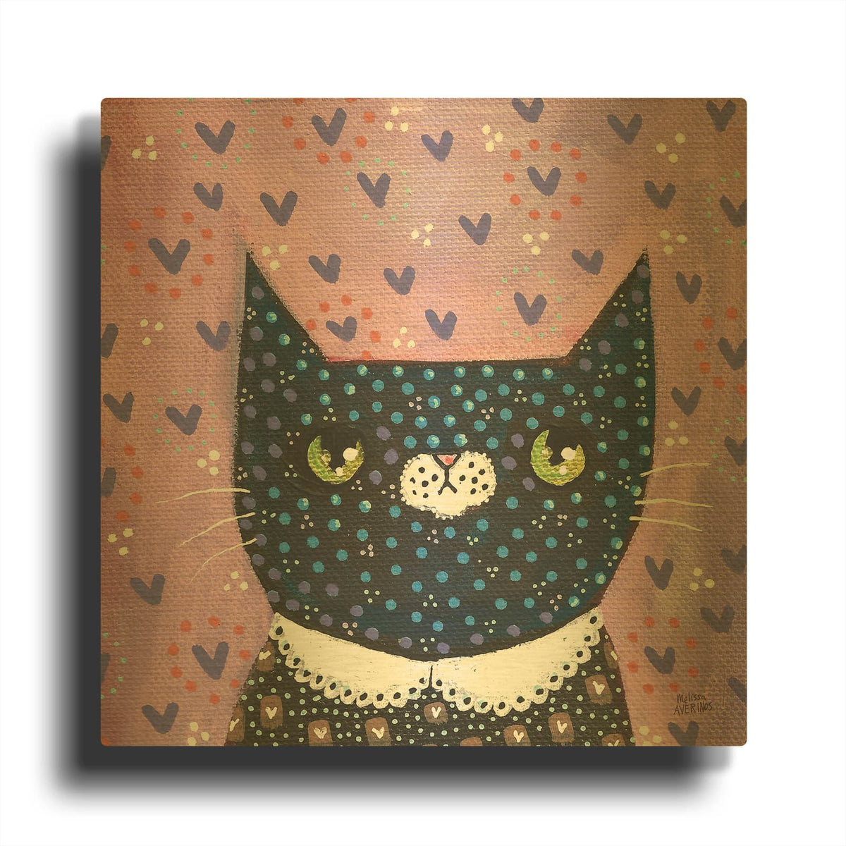 'Kooky Cat 1' By Melissa Averinos Gold Metal Wall Art