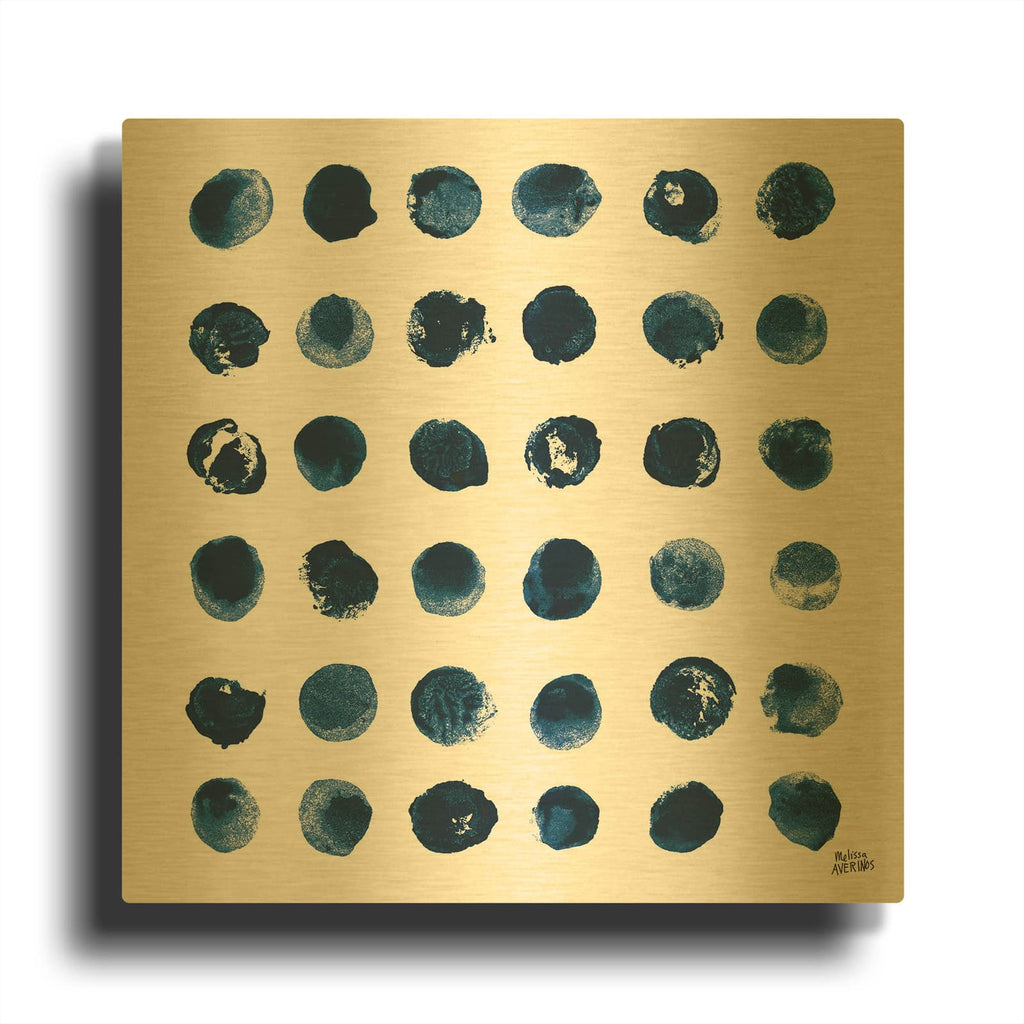 'Markmaking Blue Sq 1' By Melissa Averinos Gold Metal Wall Art