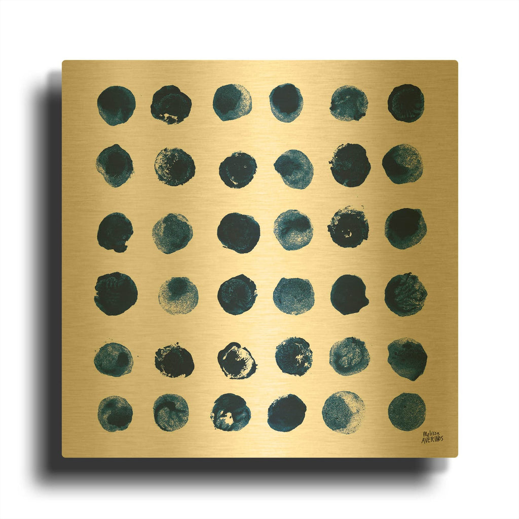 'Markmaking Blue Sq 2' By Melissa Averinos Gold Metal Wall Art